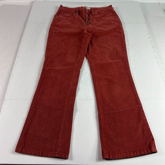 Madewell Pants Women 28x25* Cali Demi Boot Cut Crop Mid Rise Red Corduroy Tag 27 - Picture 1 of 16